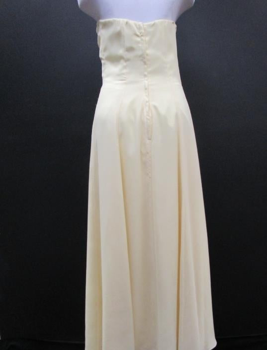 Soft Yellow Strapless Rhinestone Detail Gown Women 34 in. Chest