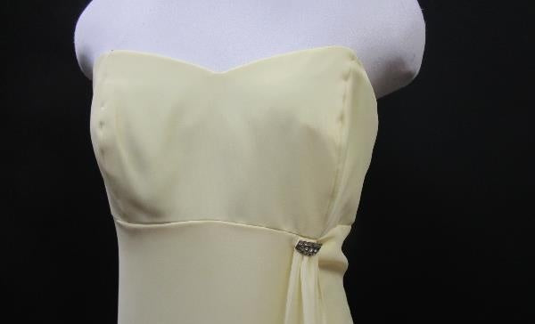 Soft Yellow Strapless Rhinestone Detail Gown Women 34 in. Chest