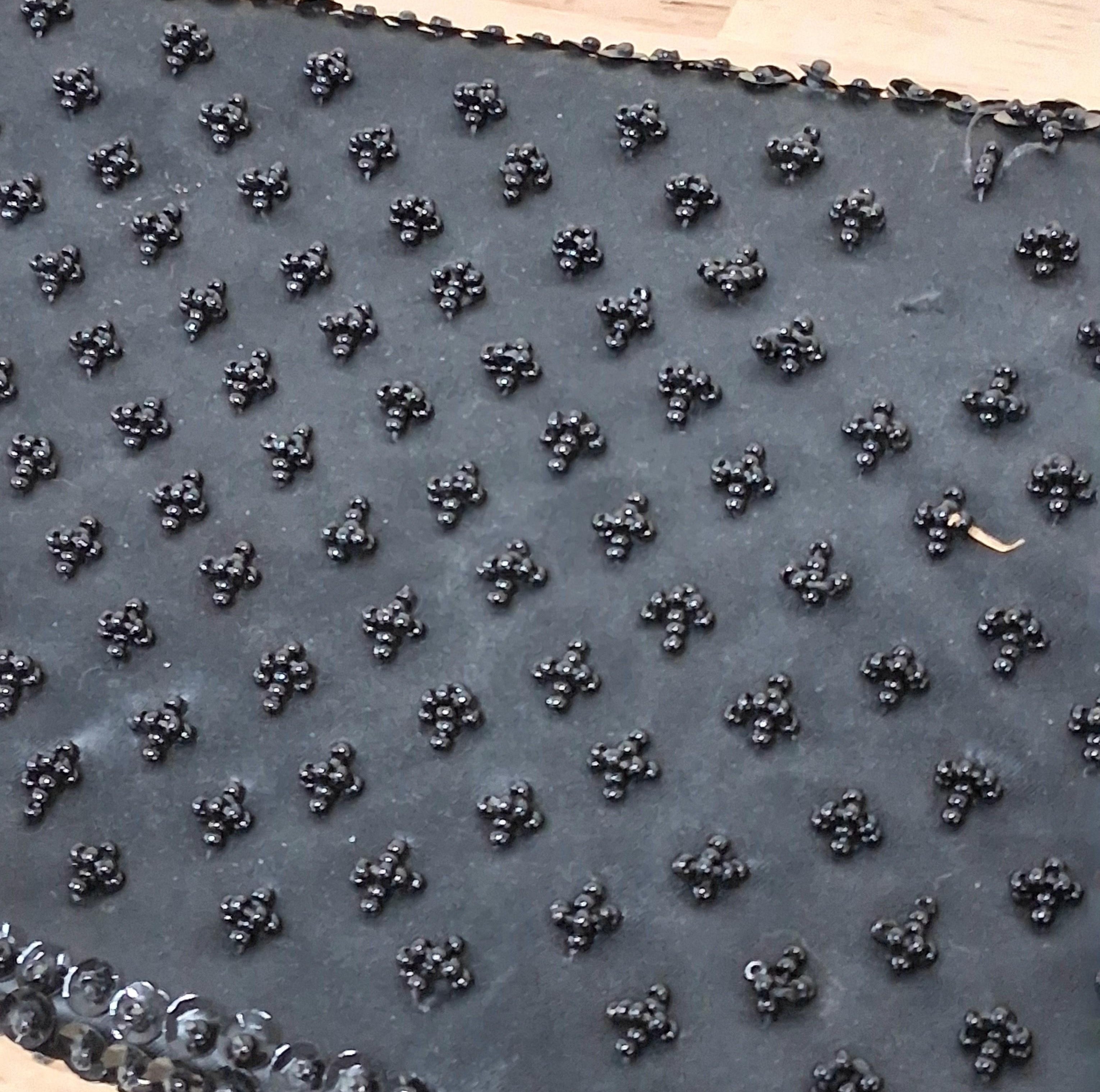 Vintage La Regale Handmade Beaded Black Evening Clutch Purse