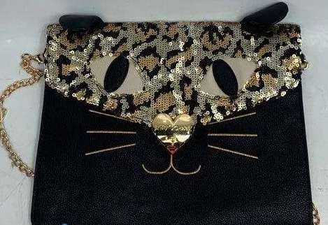 Betsey Johnson Sequin Flat Cat Purse
