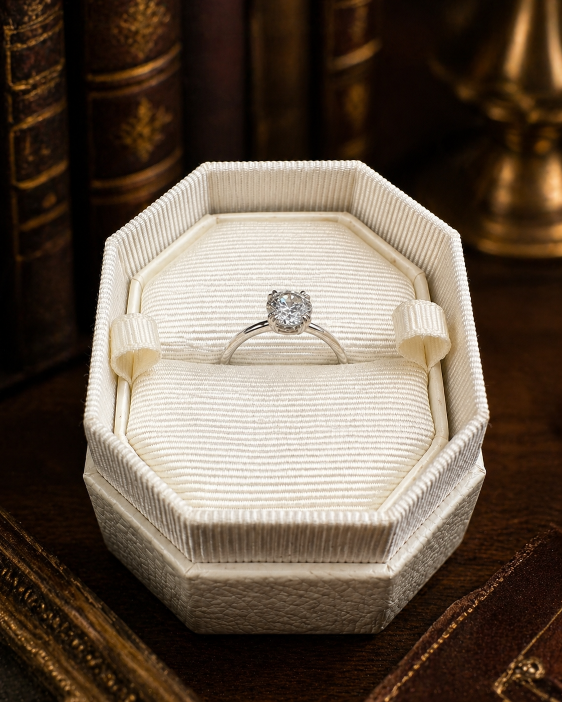 Swarovski Silver Tone Clear Crystal Solitaire Ring with Original Box