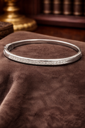 Swarovski Crystal Hinged Bangle Bracelet Silver Tone Pavé Rhinestone Slim Stackable Elegant Minimalist Jewelry