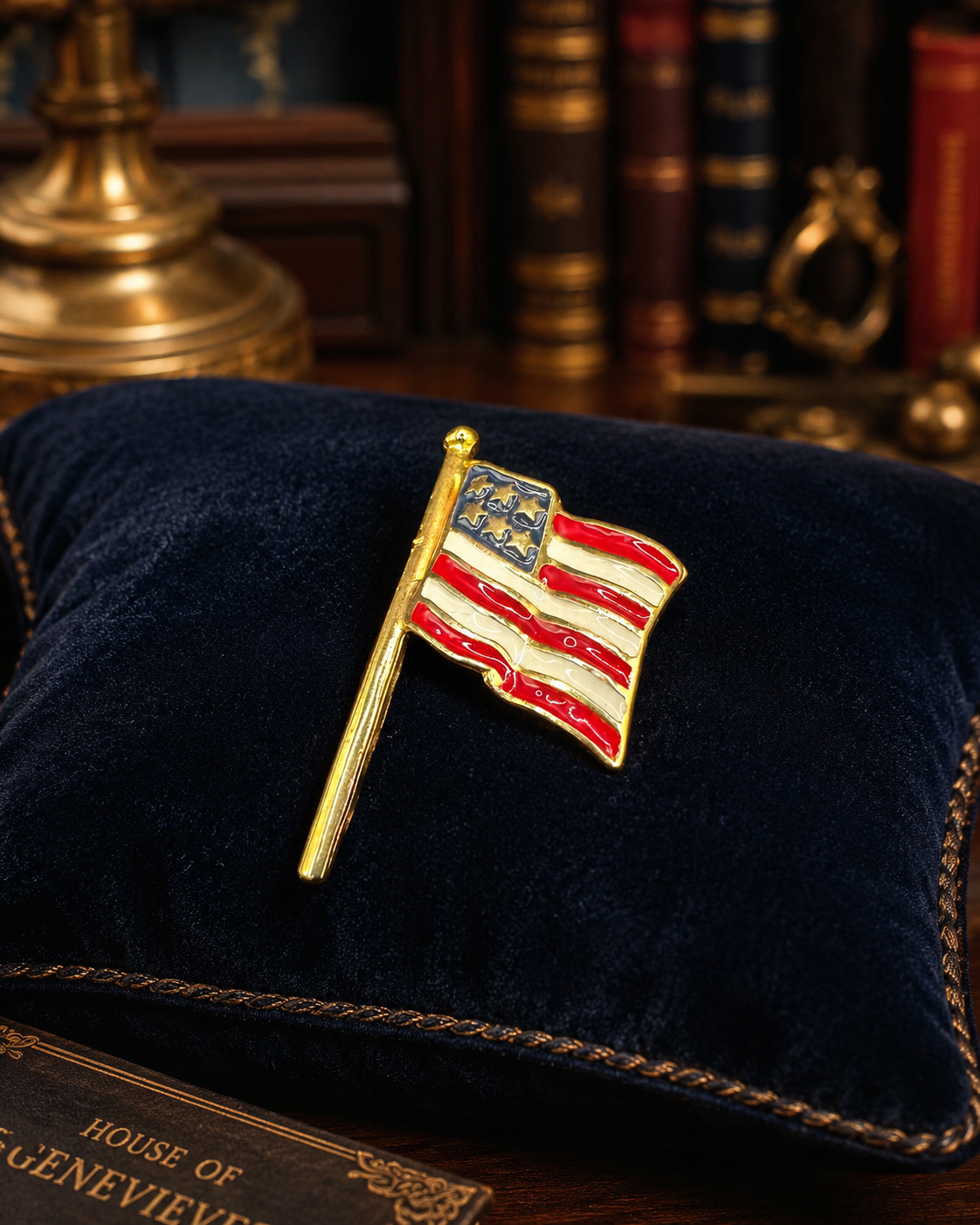Gold Tone American Flag Brooch | Patriotic Flag Lapel Pin