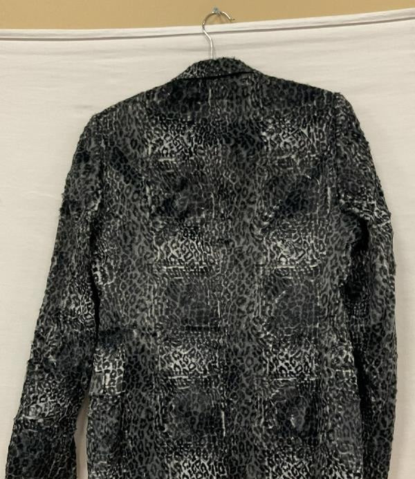 Noose & Monkey Faux Fur Black and Grey Animal Print Blazer
