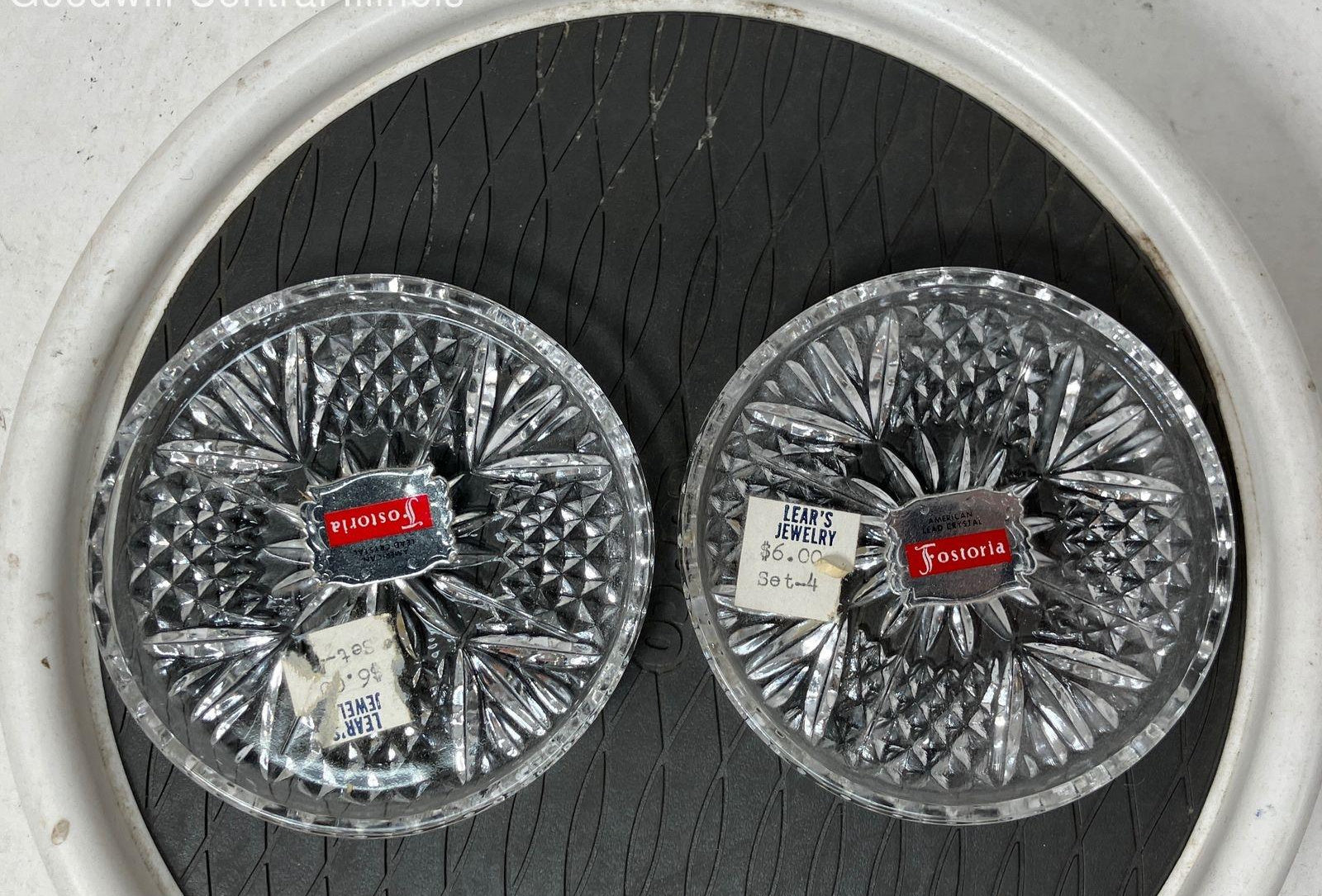 Vintage Luxury Fostoria American Lead Crystal Coaster Lot of 2