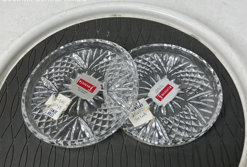 Vintage Luxury Fostoria American Lead Crystal Coaster Lot of 2
