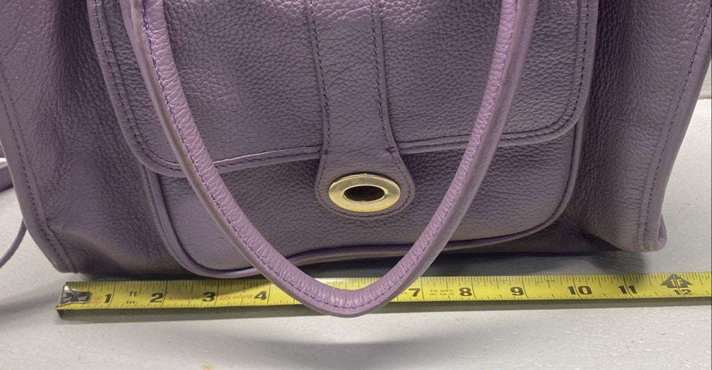 Ora Delphine Purple Pebbled Leather Satchel Crossbody Bag with Gold Hardware | Medium Everyday Handbag