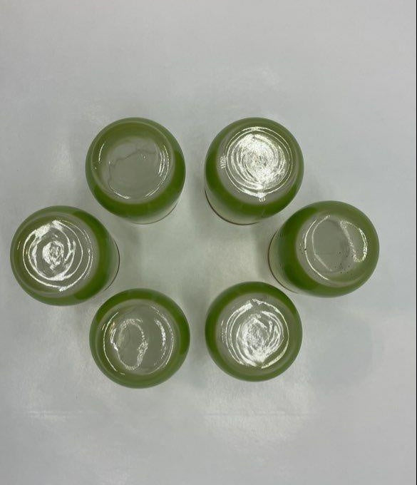 Vintage Blendo Green Juice Glasses with Gold Rim, 6 Piece Set