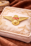 Vintage TWA Junior Pilot Wing Brooch Gold Tone Trans World Airlines Aviation Pin Collectible
