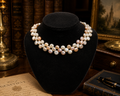 Ivory Blush Coin Pearl Style Multi Strand Collar Necklace