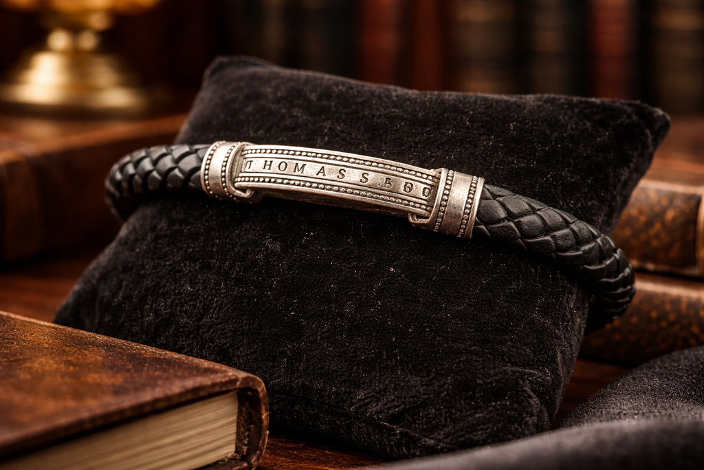 Thomas Sabo Rebel at Heart Sterling Silver & Black Braided Leather Bracelet, Designer Folding Clasp