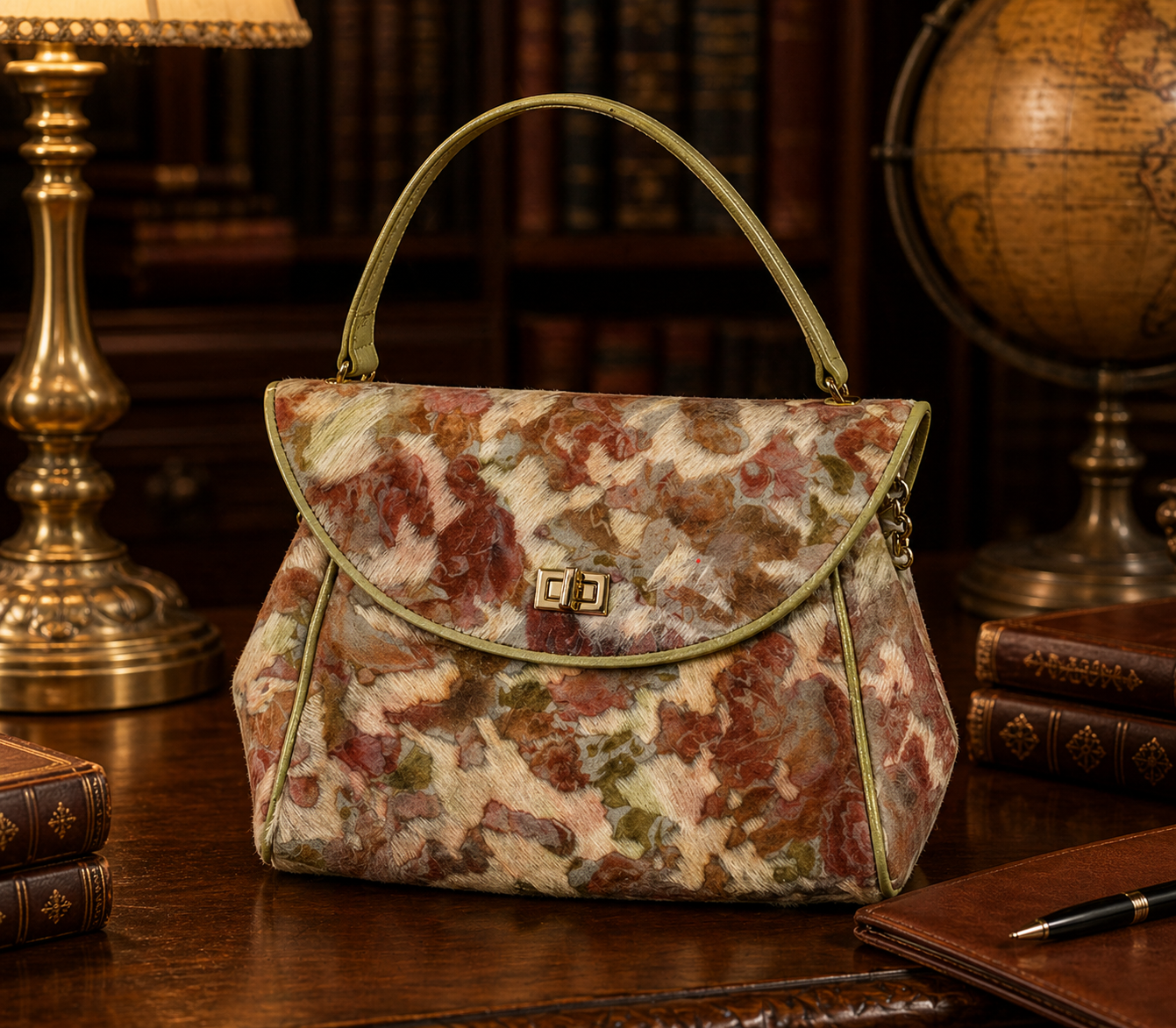 Ekatrina New York Multicolor Floral Calfhair Shoulder Bag, Textured Tapestry Style Handbag