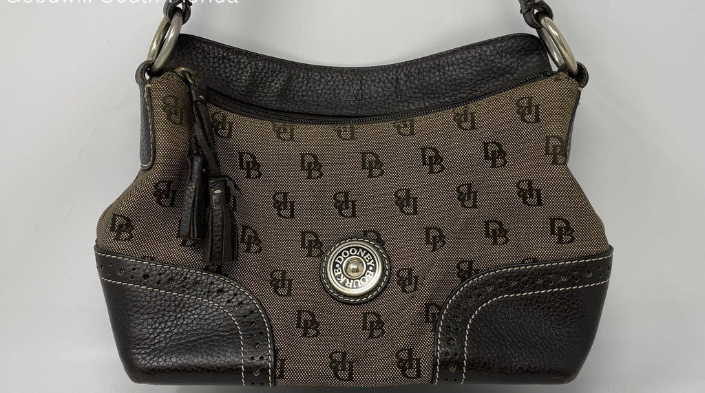Dooney and Bourke Women's Brown Signature Leather Trim Tassel Shoulder Handbag