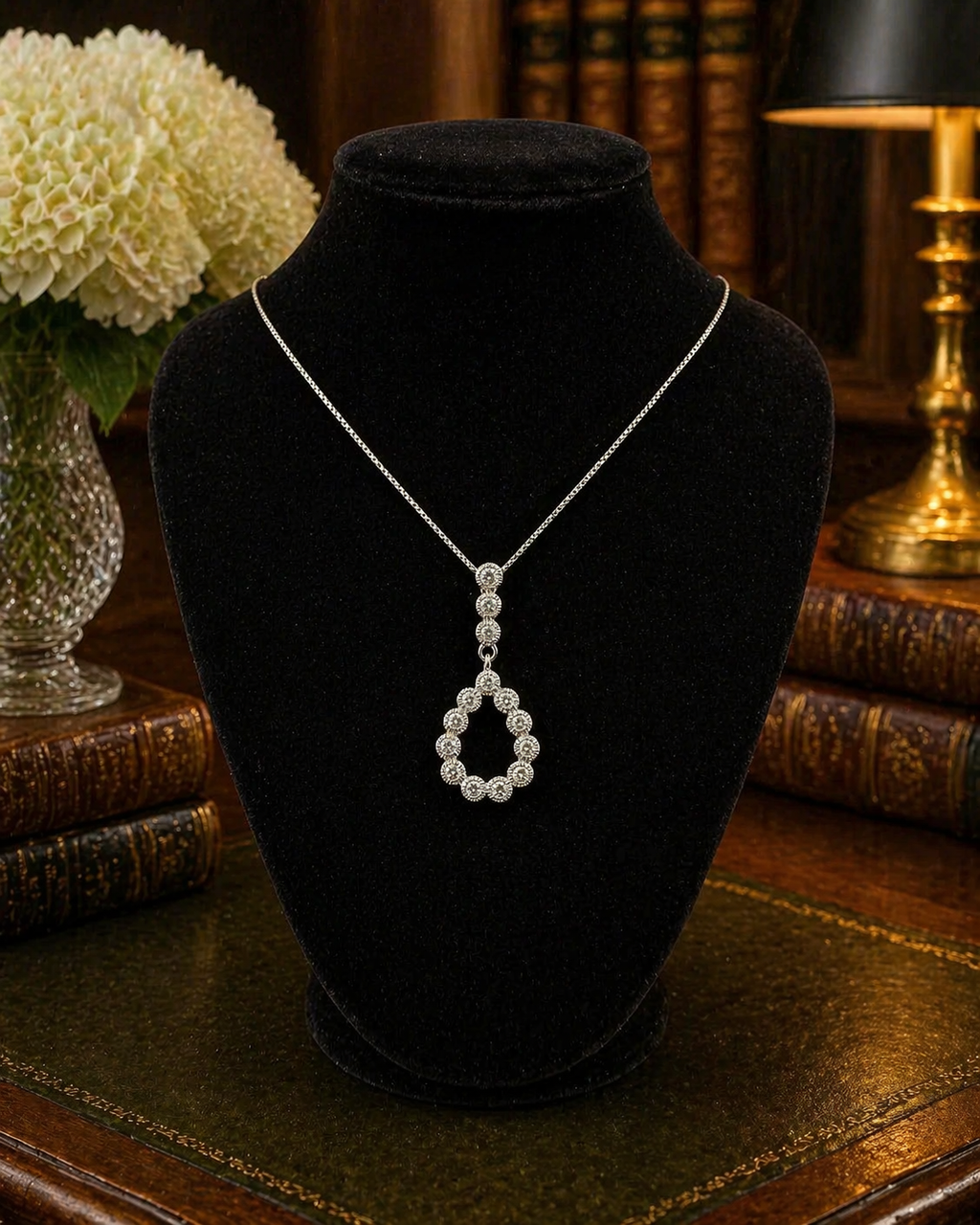 925 sterling silver crystal teardrop pendant necklace