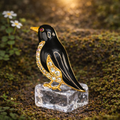 Black Enamel Penguin Brooch With Gold Tone Trim And Rhinestone Wing