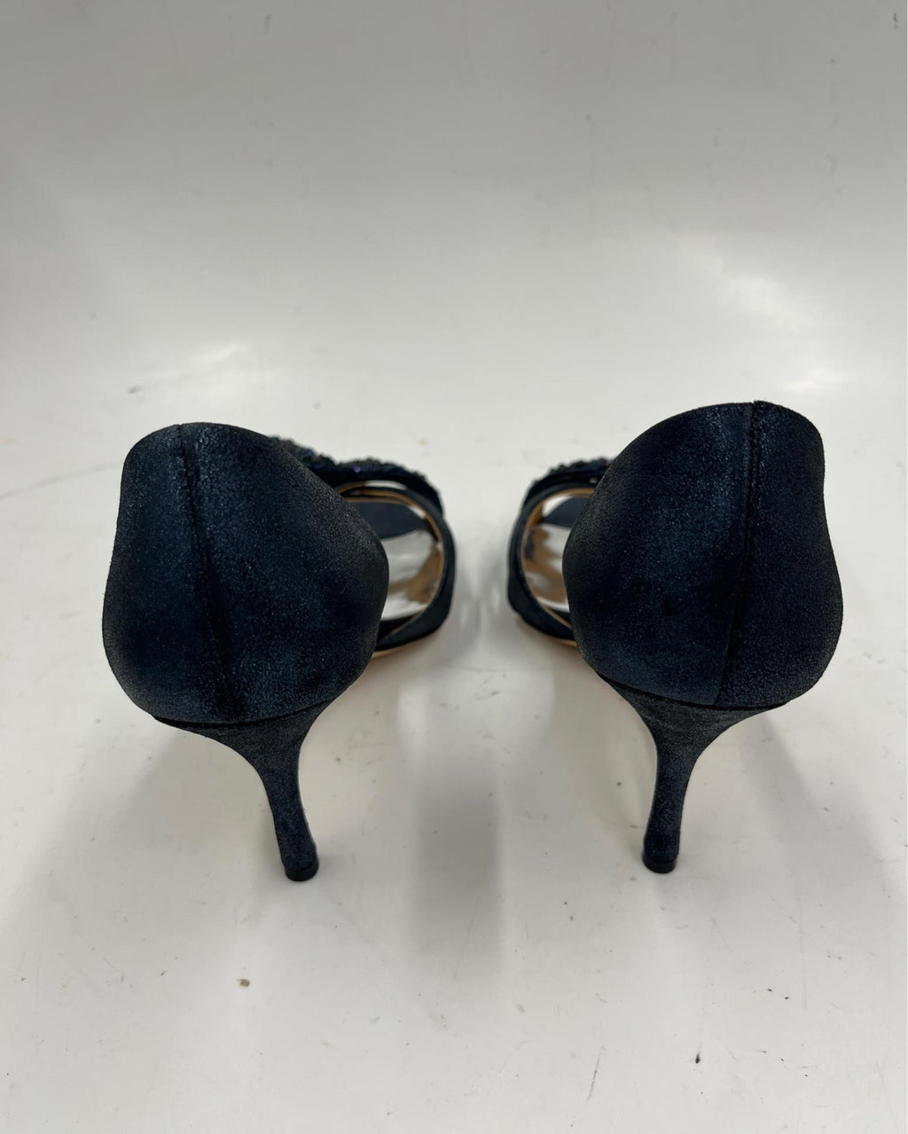 Badgley Mischka Open-Toe Heels with Beaded Bow Size 8M
