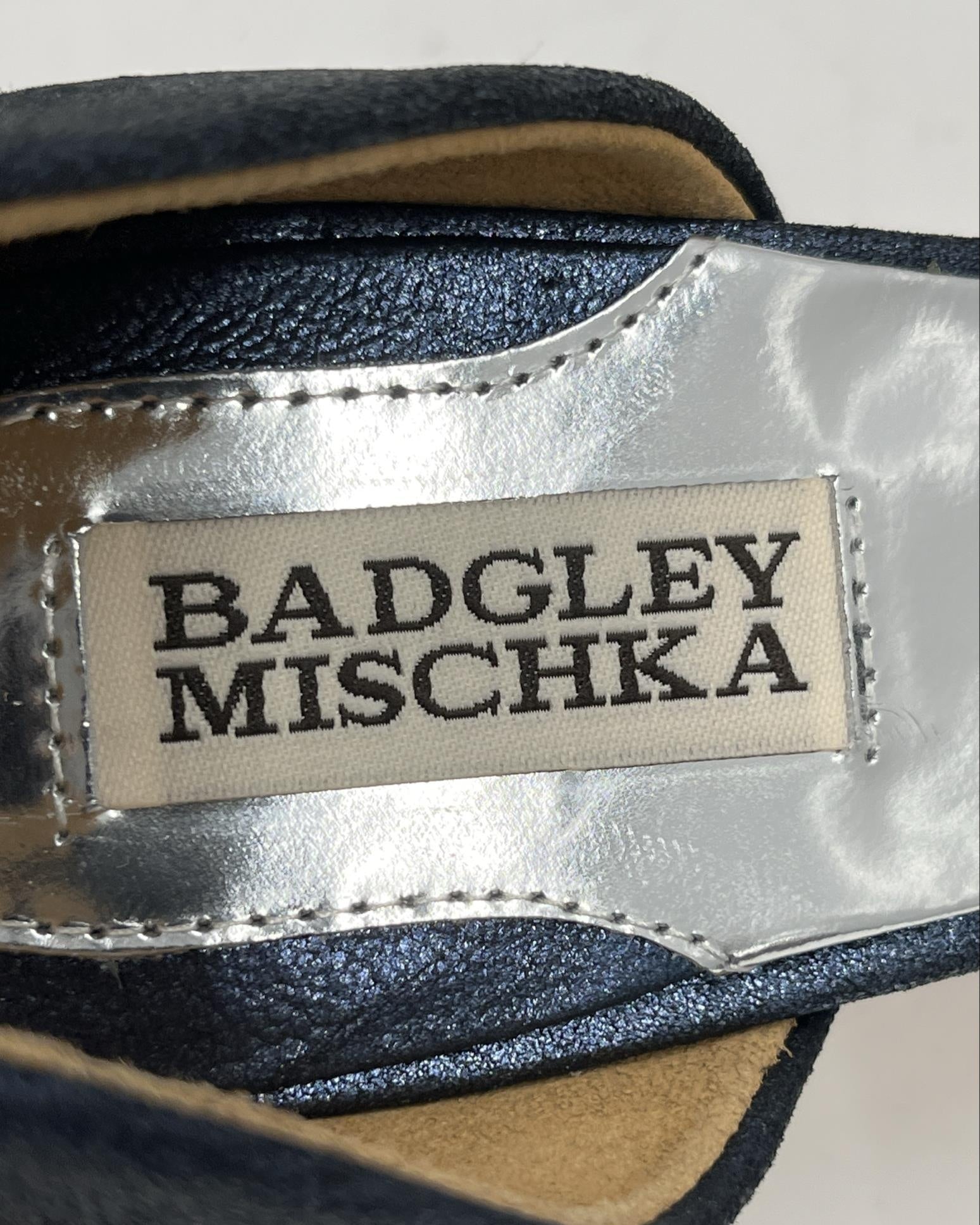 Badgley Mischka Open-Toe Heels with Beaded Bow Size 8M
