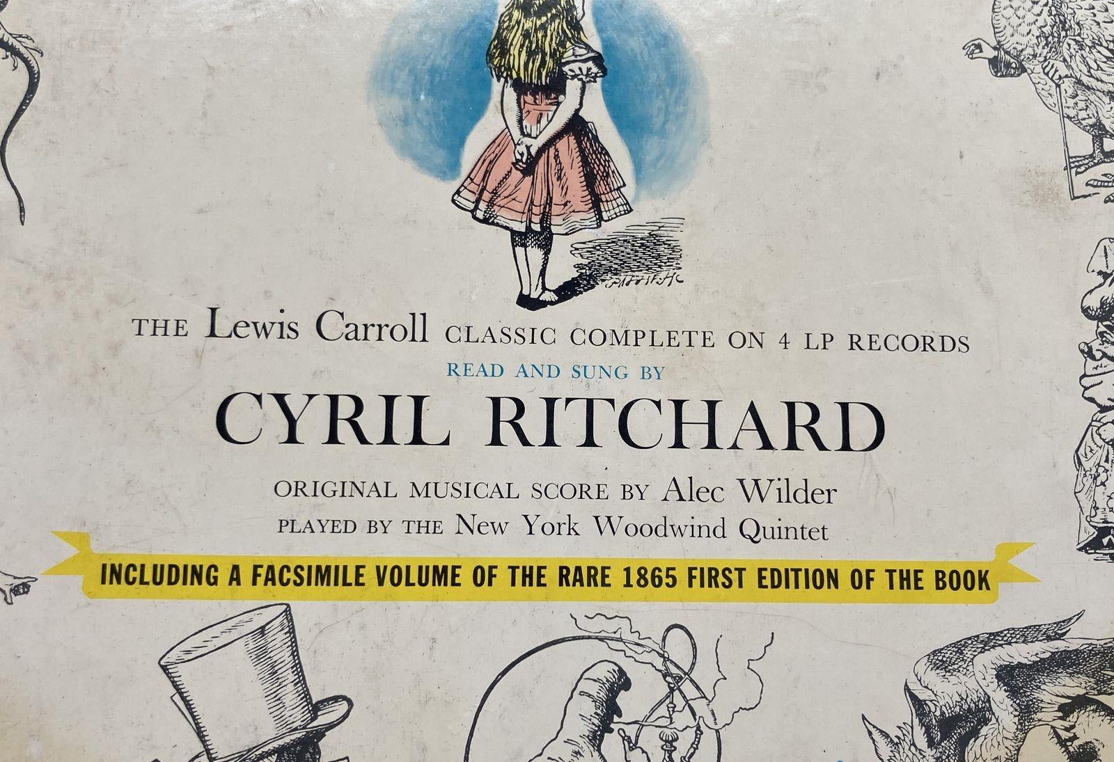 Vintage Alice's Adventures in Wonderland Read by Cyril Ritchard LP Record Set | Book Missing