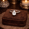 Sterling Silver Pear Cut CZ Solitaire Ring Elegant Minimalist Teardrop Engagement Style Ring