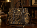 Patricia Nash Leopard Print Satchel Handbag with Dark Brown Leather Trim