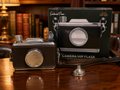 JME and Co Golfer’s Camera Hip Flask Set | Stainless Steel 11 oz Flask with Strap and Funnel