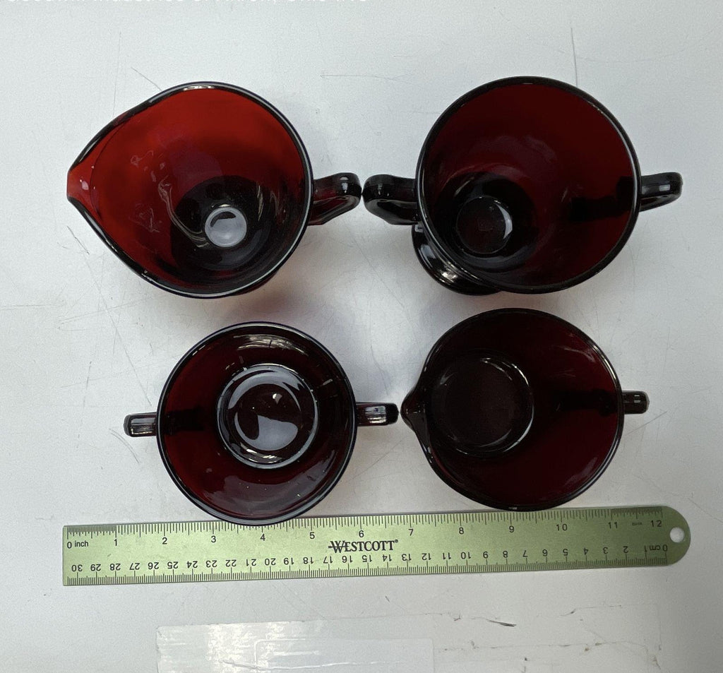 Vintage Ruby Red Glass Lot Imperial Cape Cod and Anchor Hocking Creamer Sugar Sets