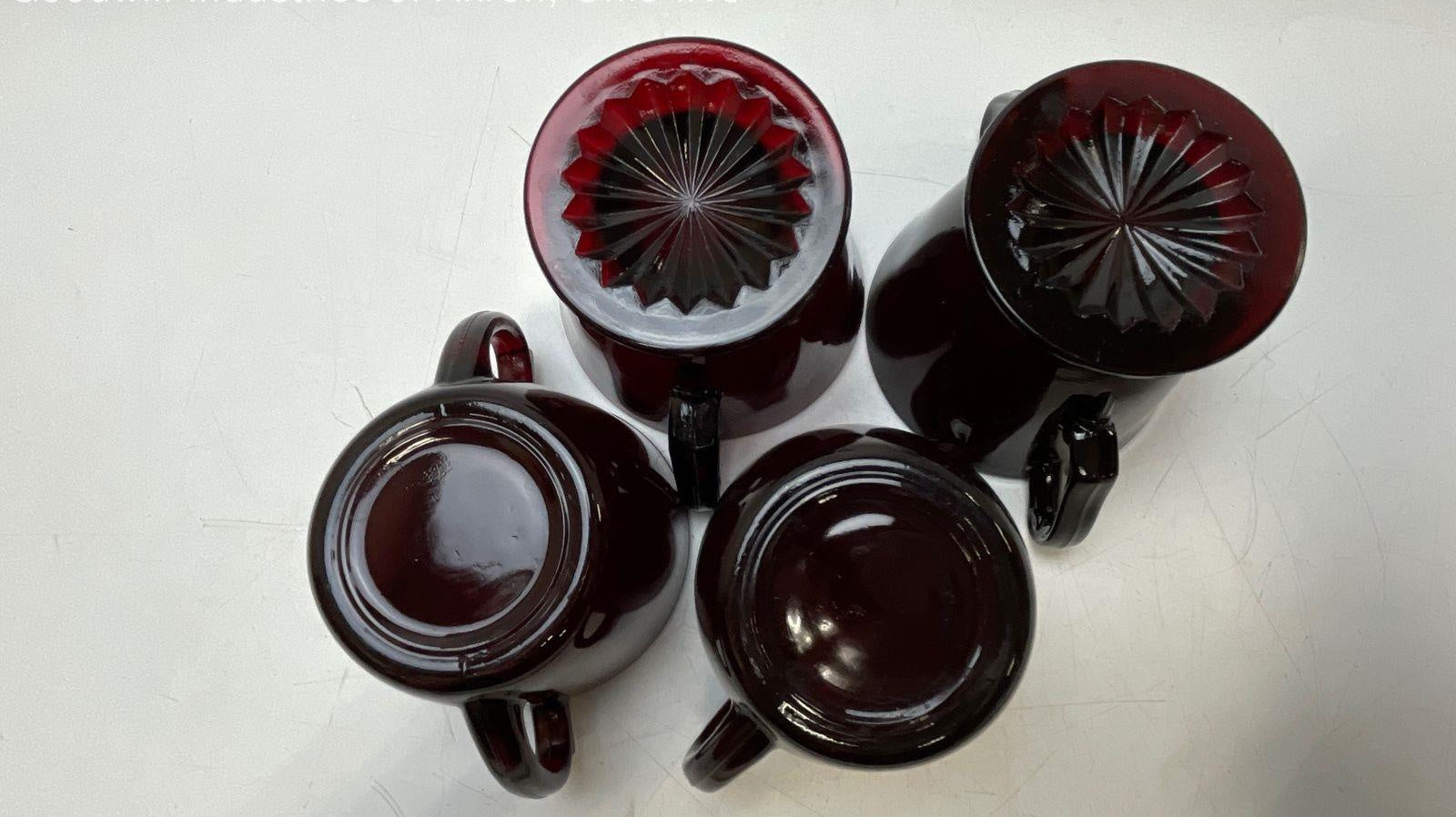 Vintage Ruby Red Glass Lot Imperial Cape Cod and Anchor Hocking Creamer Sugar Sets
