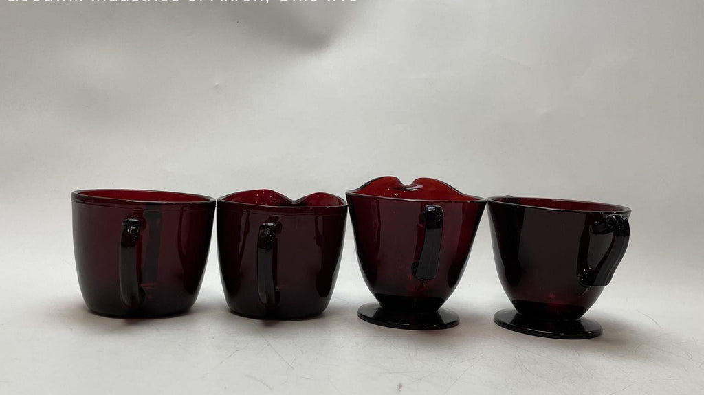 Vintage Ruby Red Glass Lot Imperial Cape Cod and Anchor Hocking Creamer Sugar Sets