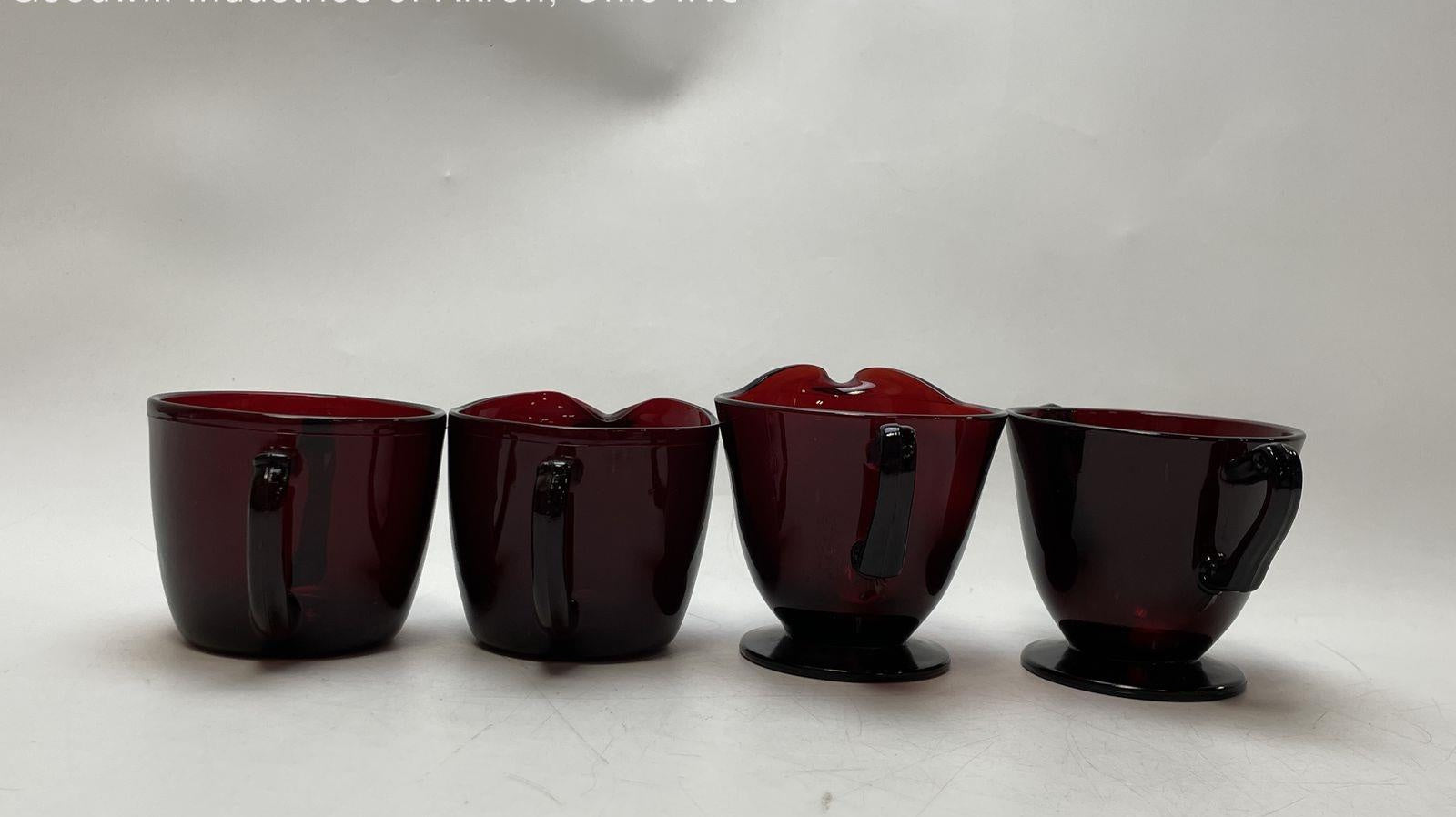 Vintage Ruby Red Glass Lot Imperial Cape Cod and Anchor Hocking Creamer Sugar Sets