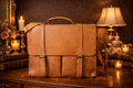 Tan Leather Messenger Bag | Minimalist Flap Briefcase Laptop Work Bag