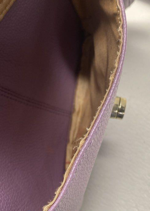Ora Delphine Purple Pebbled Leather Satchel Crossbody Bag with Gold Hardware | Medium Everyday Handbag