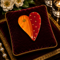 ELF Hand-Painted Wooden Red and Orange Heart Brooch | Artisan Whimsical Statement Pin