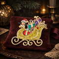 Santa Sleigh Christmas Brooch with Gifts and Enamel