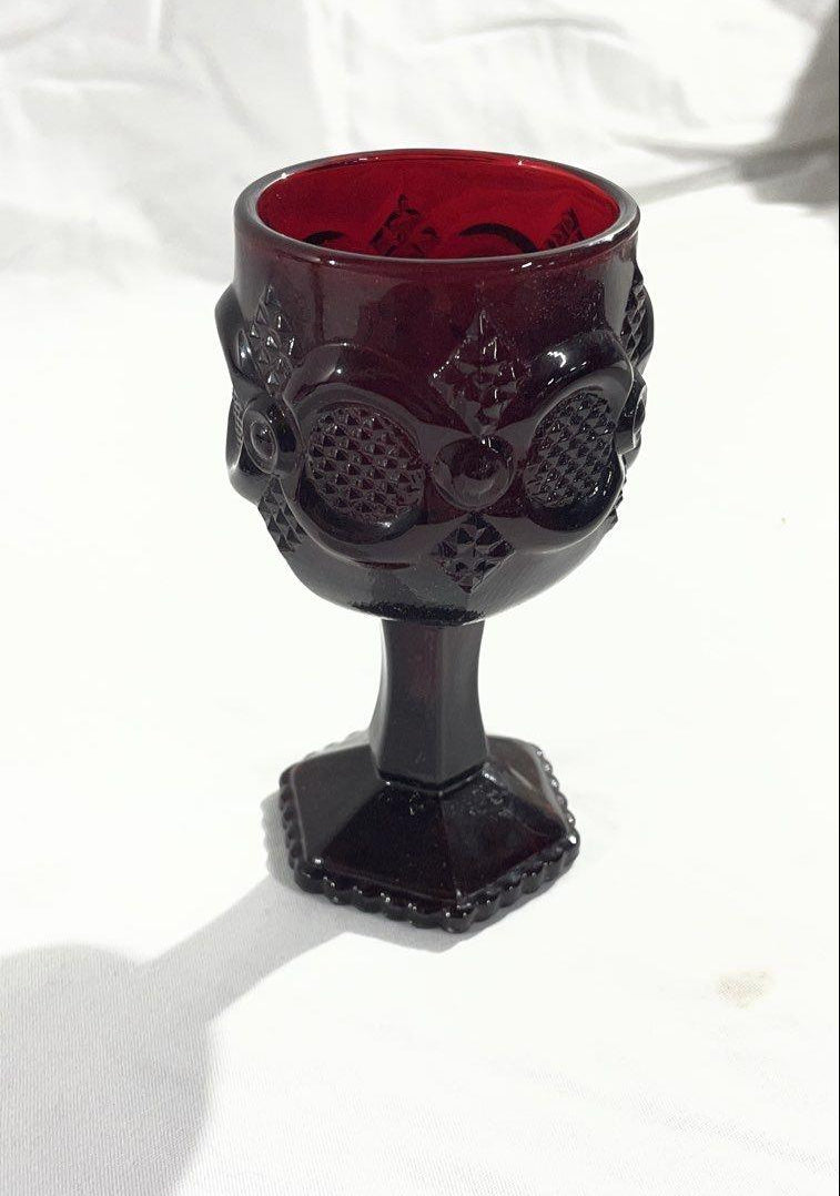 Vintage Avon Cape Cod Ruby Red Glasses Set of 8, 4.5 in. High