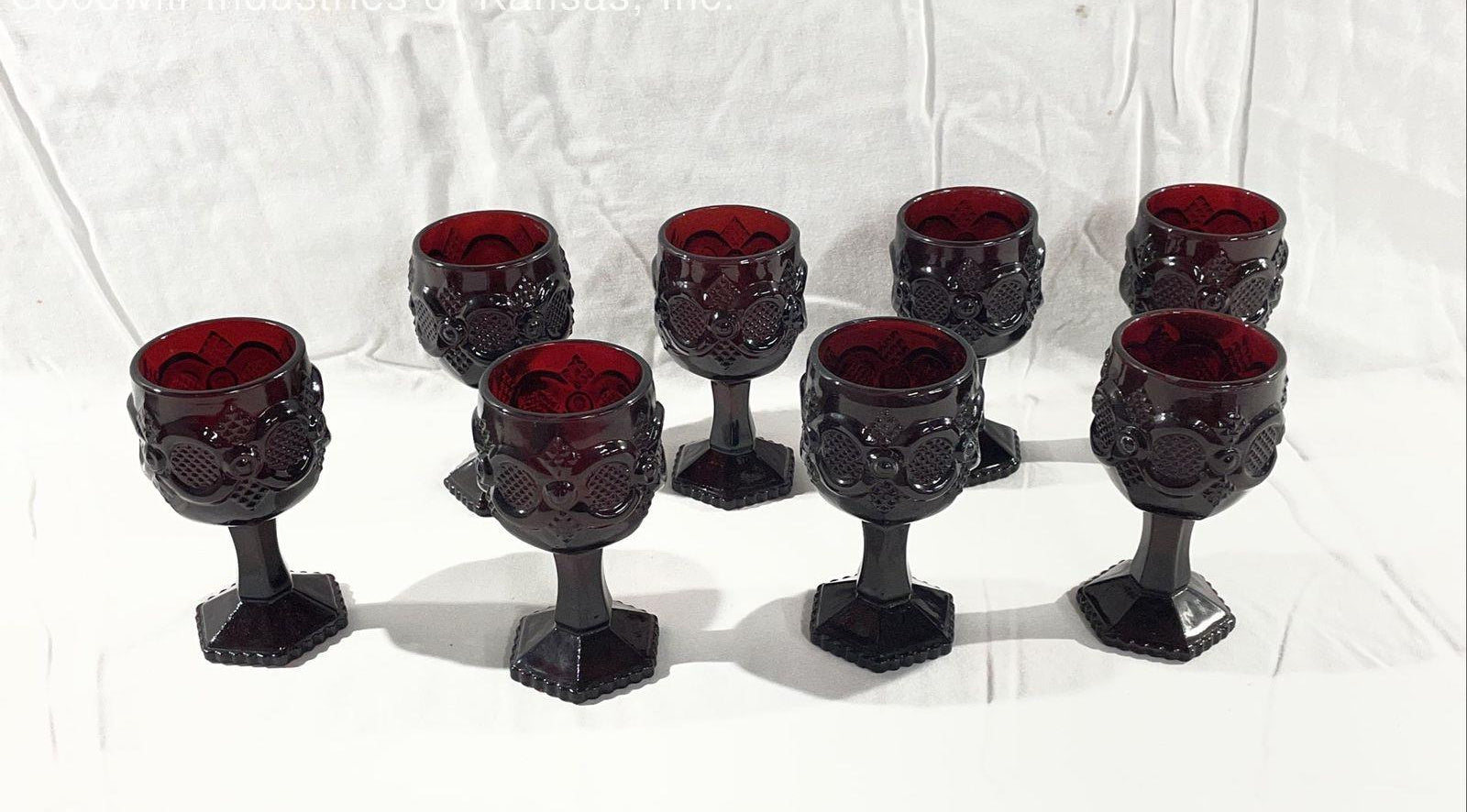 Vintage Avon Cape Cod Ruby Red Glasses Set of 8, 4.5 in. High