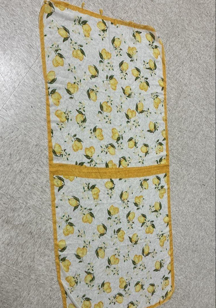 Vintage Lemon Print Scarf | Lightweight White Yellow Citrus Design Scarf