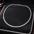 Vintage Sterling Silver Mesh Necklace, Minimalist Herringbone Style Collar Necklace, Sleek Estate Silver Chain Jewelry