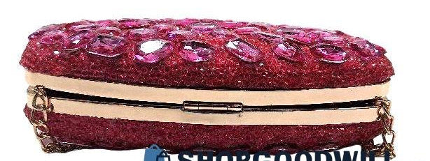 Milisente Pink Studded Clutch W/ Push Clasp