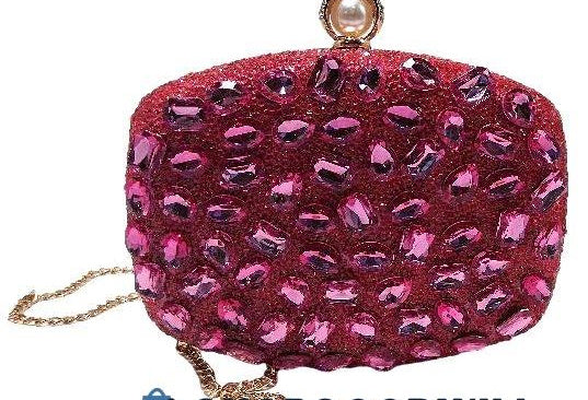 Milisente Pink Studded Clutch W/ Push Clasp