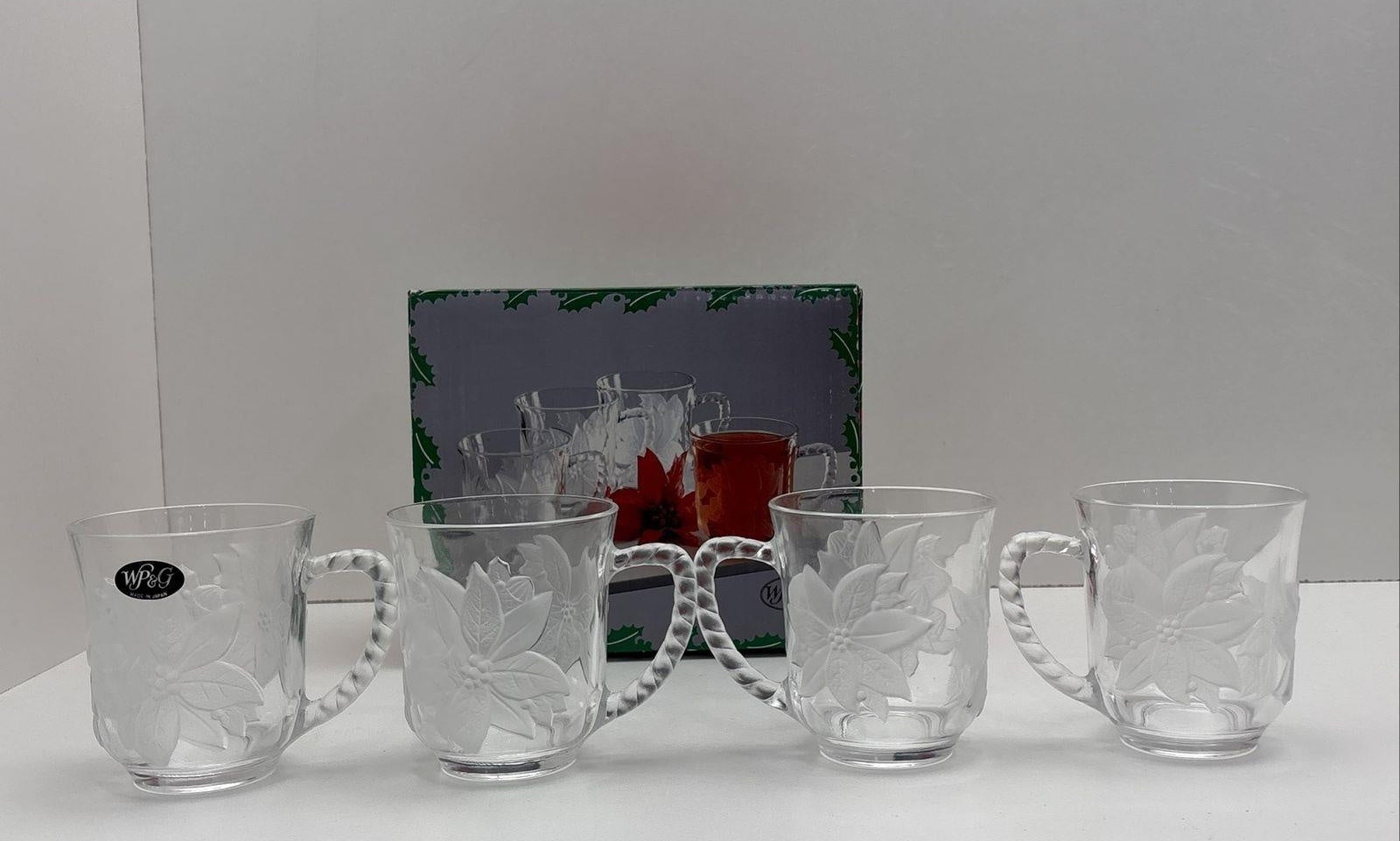 WP&G Holiday Bouquet Crystal Frosted Mugs in Box