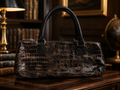 Primeware Copper Brown Croc Embossed Insulated Wine Clutch Handbag