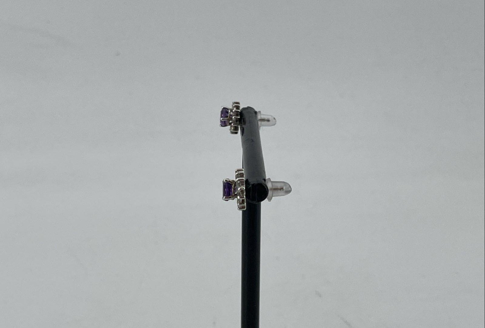 925 Sterling Silver Stud Earrings w/ Amethyst 1.57g