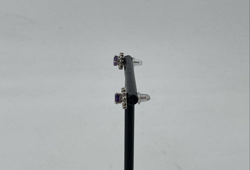 925 Sterling Silver Stud Earrings w/ Amethyst 1.57g