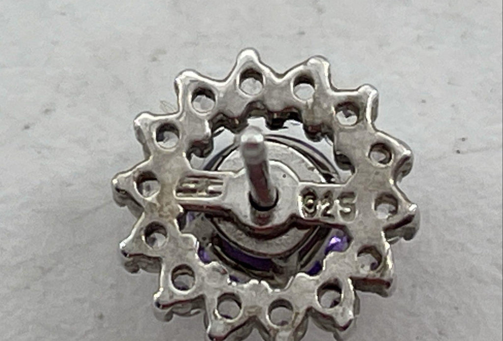 925 Sterling Silver Stud Earrings w/ Amethyst 1.57g