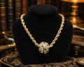 14K Gold Plated Dazzling Rhinestone Ball Statement Necklace