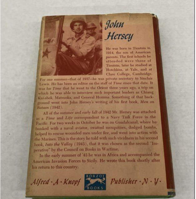 A Bell for Adano John Hersey 1944 Knopf First Edition Fourth Printing w/ Dust Jacket
