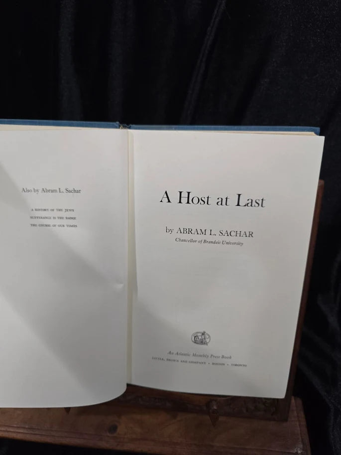 A Host at Last Abram L. Sachar 1976 First Edition First Printing Signed Inscribed Hardcover