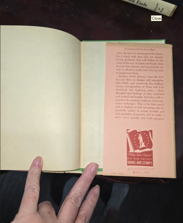 A Bell for Adano John Hersey 1944 Knopf First Edition Fourth Printing w/ Dust Jacket