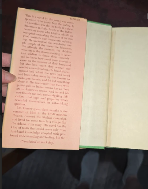 A Bell for Adano John Hersey 1944 Knopf First Edition Fourth Printing w/ Dust Jacket