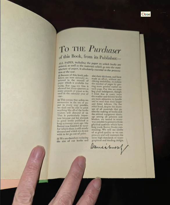 A Bell for Adano John Hersey 1944 Knopf First Edition Fourth Printing w/ Dust Jacket